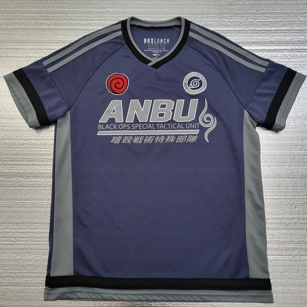 Naruto Men Jersey M Blue Patch Logo Embroidery Graphic Print ANBU Kakashi